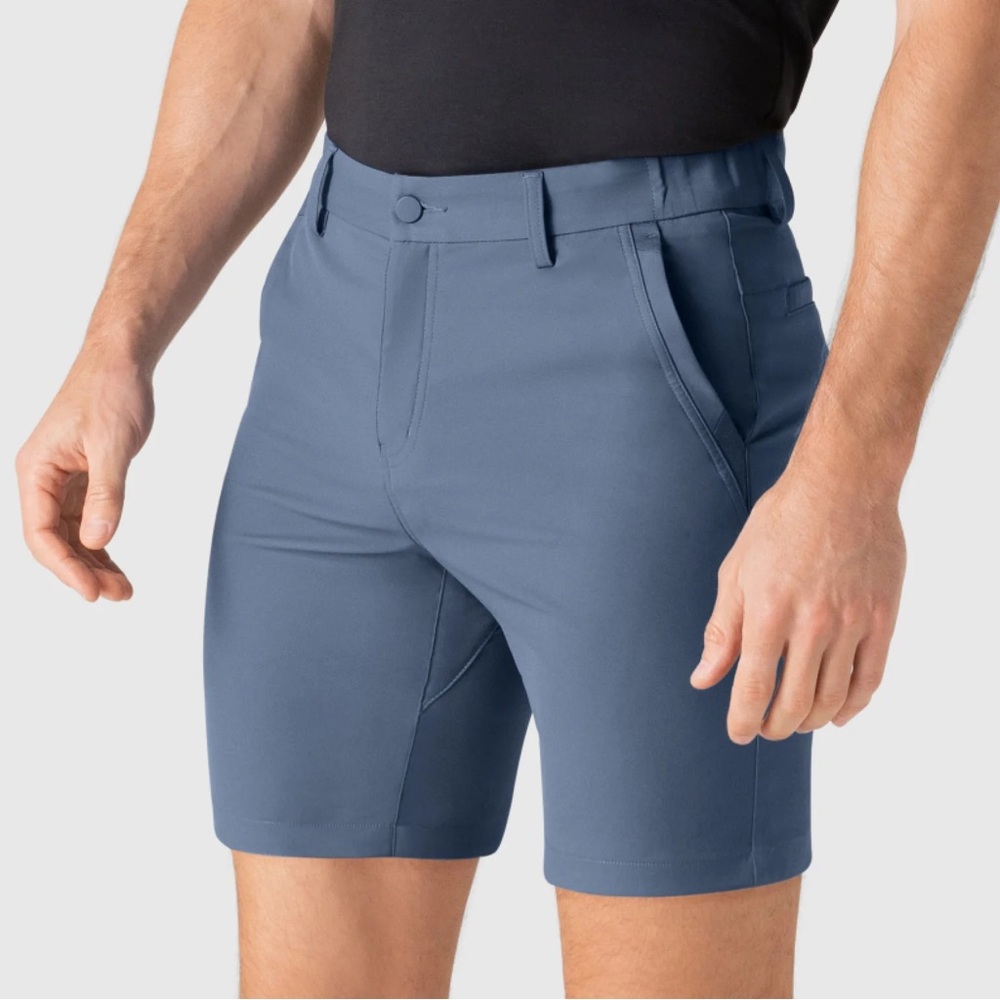 JACK ARCHER Jetsetter Mens Shorts 38 Bering Sea Blue  Flat Front Performance 7"